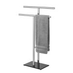 Porte - serviettes sur pied lava wenko accessoires s�lle de bain, 2 bras en forme de t, pied lest�, acier ...