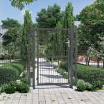Portillon en acier galvanis�, portail de cl�ture, porte de jardin, 106 x 150 cm (l x h), gris