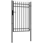 Portillon acier galvanis� style fer forg� dim. 107 x 204h cm - serrure, poign�e, cl�s - noir