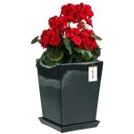 Pot cramique 17x24 cm emaill + soucoupe graphite haut botier intrieur