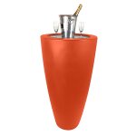 Pot conique 3 en 1pot de fleurs - mange debout - seau a champagne dessus inox