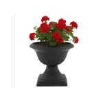 Pot de fleurs Ø 28 cm h 29 cm rond sur pied en terre cuite motif 3d jardini�re