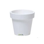 Pot de fleurs blanc rond, cache - pot classique lisse mat  35 cm, plastique