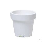 Pot de fleurs blanc rond, cache - pot classique lisse mat Ø50cm, matire plastique