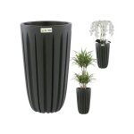 Pot de fleurs cache - pot bac a fleurs avec insert, couleur anthracite, rond Ø 29 cm, h 50 cm, belles ...