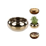 Pot de fleurs cache - pot c�ramique brillant dor� Ø 11, 5 cm lisse d�coration de no�l
