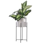 Pot de fleur cache pot rond d 14cm h 17cm bton gris clair surface matelasse orchide vase en cramique ...