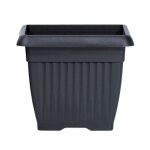 Pot de fleurs carr 1, 7 l cache pot jardinire en plastique anthracite 15x15x13 cm usage interieur exterieur ...