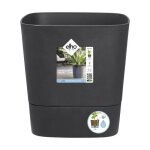 Pot de fleurs carr extrieur / intrieur 30 x 30 cm elho aqua care greensense gris charbon