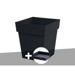 Pot de fleur carr� toscane 39 x h. 39 cm anthracite + soucoupe - eda