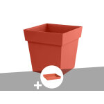 Pot de fleur carr� toscane 39 x h. 39 cm + soucoupe - orange terre battue - eda