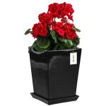 Jardini�re - haut bo�tier - c�ramique - 29, 5x34 cm - noir - avec soucoupe