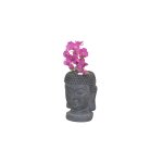 Pot de fleurs d�coratif t�te de bouddha polyresin gris 34 cm dec050057