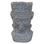 Pot de fleurs dcoratif tte de bouddha polyresin gris 43 cm dec050055