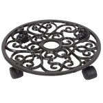 Pot de fleurs en fonte 11. 2 pouces, support de chariot mobile, plateau roulant, soucoupe