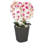 Pot de fleurs pot de fleurs avec grand insert couleur anthracite rond 39 cm h 41 cm rainure surface ...