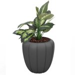 Pot de fleurs - moderne - anthracite - rond 40 cm - plastique r�sistant - design glamour
