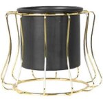 Pot de fleurs m�tal 2025 - design courbe noir int�rieur / ext�rieur