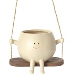 Pot de fleurs mignon en r�sine avec motif visage de sourire pour int�rieur et ext�rieur (c)