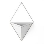 Pot de fleurs mural grand, cramique, blanc et nickel