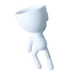 Pot de fleurs mural nordique humanoid en cramique, 1 pice, vase suspendu, panier a aneth vert, jardinire, ...