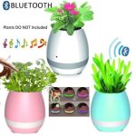 Pot de fleurs musical avec haut - parleur bluetooth - blanc - tactile led - usine
