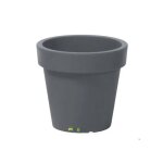 Pot de fleurs en pierre gris rond, cache - pot lisse mat  40 cm, plastique