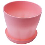 Pot de fleurs en plastique 14cm / 5. 51  , planteur de plantes avec plateau a soucoupe, rond et brillant, ...