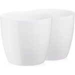 Pot de fleurs en plastique, lot de 2, forme ronde, cache - pot blanc (ø 18 cm) Pot de fleurs en plastique, lot de 2, forme ronde, cache - pot blanc (ø 18 cm)