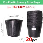 Pot de fleurs en plastique jetable de 16 tailles, bol de nutrition, tasse de semis, bote de semis noire, ...