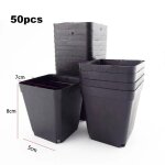 Pot de fleur en plastique pour plantes succulentes, petits pots carrs cratifs, dcor de jardin, noir ...