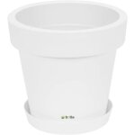 Pot de fleur rond cache pot 50 x 45, 5 cm en plastique blanc pot de plantes pot d?intérieur et d?extérieur ... Pot de fleur rond cache pot 50 x 45, 5 cm en plastique blanc pot de plantes pot d?intérieur et d?extérieur ...