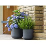 Pot de fleurs rond en plastique eda volcania up anthracite -  50 cm