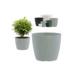 Pot de fleurs rond, pot de fleurs rainur�, cache - pot Ø 20 cm, pot de fleurs a rayures verticales, ...