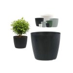 Pot de fleurs rond, rainur�, cache - pot Ø 24 cm, pour fleurs, plastique, d�coration pour la maison ...