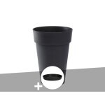Pot de fleur rond toscane � 44 x h. 53 cm anthracite + soucoupe - eda