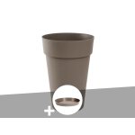 Pot de fleur rond toscane � 44 x h. 53 cm taupe + soucoupe - eda