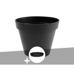 Pot de fleur rond toscane  60 x h. 47 cm anthracite + soucoupe - eda