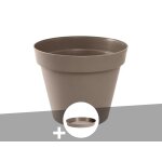 Pot de fleur rond toscane ? 60 x h. 47 cm taupe + soucoupe - eda