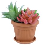 Pot de fleur avec soucoupe plastique marron d 25 cm cache pot classique jarnidniere rond bol boite a ...