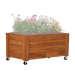 Pot a fleurs sur roulettes divit fc58 bac a plantes massif bois 78 x 52 x 40, 5 cm