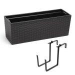 Pot de fleur a suspendre balcon jardiniere de balcon 56 cm noir rattan rato