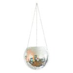 Pot de fleurs suspendu boule disco, pour plantes d'intrieur, style bohmien, jardinires en corde, miroir, ...