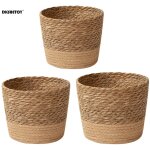 Pot de fleurs tiss aux algues naturelles, panier de fleurs de style vintage, jardinire tisse en paille ...