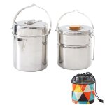Pot portable en acier inoxydable de 1 a 1, 2 l, ensemble de camping, bouilloire a vapeur pour pique - ...