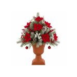 Pot rond Ø 23 h 35 cm en terre cuite elanc� sur pied motif 3d fleurier f�tes