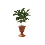 Pot rond Ø39 h 62 cm en terre cuite, fin, sur pied, motif 3d, jardinire