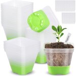 Pots pour semis, 8cm 24 pieces godet semis avec base en silicone et 24 etiquettes de plantes, pots de ...