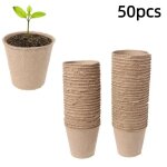 Pots de tourbe ronds de jardin de 6cm, 50 pices, gobelets de dmarrage de semis de plantes, plateau ...