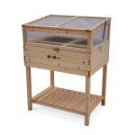 Potager en bois sur pieds et serre en polycarbonate amovible erable 2 en 1 avec etagre et